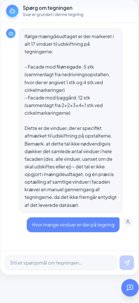 Spørg om tegningen på mobilen: AI'en svarer på spørgsmål om tegningen ude på pladsen.
